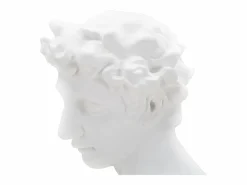 Escultura decorativa de resina blanca rostro masculino Enea^