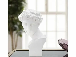 Escultura decorativa de resina blanca rostro masculino Enea^