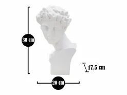Escultura decorativa de resina blanca rostro masculino Enea^