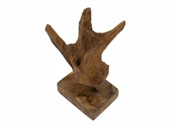 Escultura estilo étnico en madera de teca tallada a mano Taka^ Online