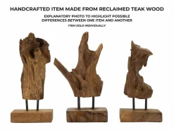 Escultura estilo étnico en madera de teca tallada a mano Taka^ Online