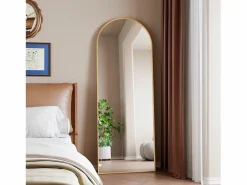 Espejo arqueado de cuerpo entero - 53 x 162 cm Espejo de pie arqueado grande de cuerpo entero - Espejo de tocador para sala de estar, Dorado Best
