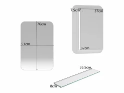 Espejo de baño - Mueble con espejo - Estante regulable - 76 x 51 cm -^ Best