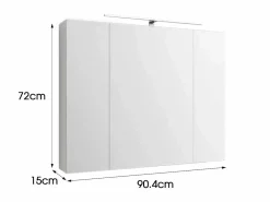 ML-DESIGN Espejo de baño armario con LED 90,4x72x15 cm Blanco Best