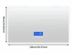 Espejo de baño con iluminación - 100 x 60 cm - Espejo de baño LED - con toque, antivaho, reloj, temperatura, regulable Transparente Online