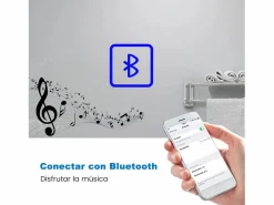 Accesorios De Cuarto De Baño|Espejo De Cuarto De Baño|Espejo de baño con Led,120 x 70 cm, Luz led con tres colores,Con función antivaho, bluetooth y Lupa de aumento 3x.