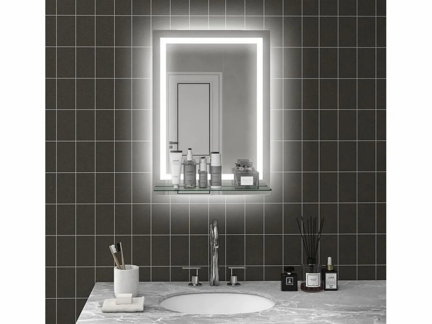 Basic Espejo de baño Coral Kleankin 3 colores táctil plata 70x50 cm Plateado Online