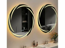 Espejo de baño de pared, espejo de tocador LED, espejo antivaho iluminado, espejo conectado, 3 pantallas táctiles, 60x60cm^Fativo Discount