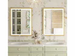 Espejo de baño iluminado LED antivaho con marco 80x60x4cm^Fativo Discount