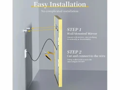 Espejo de baño iluminado LED antivaho con marco 80x60x4cm^Fativo Discount