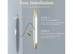 Fativo Espejo de baño LED antivaho 3 colores regulables 120x60x4cm Dorado Hot