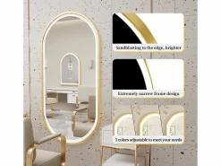 Fativo Espejo de baño LED antivaho 3 colores regulables 120x60x4cm Dorado Hot