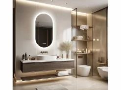 Fativo Accesorios De Cuarto De Baño|Espejo De Cuarto De Baño|Espejo de baño LED ovalado 120x60cm espejo iluminado con 3 colores ajustables antivaho 60x120cm