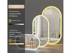 Espejo de baño LED ovalado 80x50cm espejo de pared iluminado con iluminación de 3 colores ajustables 80x50cm^Fativo Sale