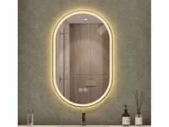 Hauss Spole Espejo de baño LED ovalado 60x90 cm con función antivaho - Cristal antivaho Plateado