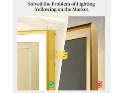 Fativo Accesorios De Cuarto De Baño|Espejo De Cuarto De Baño|Espejo de baño LED rectangular 120x60cm espejo iluminado 3 colores ajustable con marco 120x60x4cm