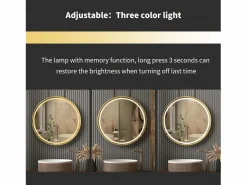 Espejo de baño LED redondo con 3 colores regulables antivaho 60x60cm^Fativo Hot
