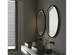 Fativo Espejo de baño LED redondo 60com espejo iluminado de pared con 3 colores ajustables antivaho 60x60cm Negro Best