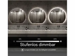 Espejo de baño LED redondo, 80 cm, color plata con función antivaho - Cristal y metal^Hauss Spole Online