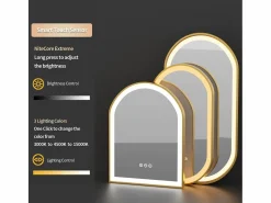 Fativo Espejo de baño LED 60x90cm con iluminación espejo iluminado de pared 3 colores ajustables 60x90x4cm Dorado Sale