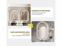 Fativo Espejo de baño LED 60x90cm con iluminación espejo iluminado de pared 3 colores ajustables 60x90x4cm Dorado Sale