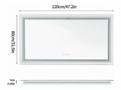 Espejo de baño LED 120x80cm espejo de pared rectangular luz antivaho 120x80cm^Fativo Online