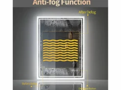 Espejo de baño LED 80x60cm espejo de pared con iluminación antivaho 80x60cm^Fativo Discount