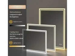 Espejo de baño LED 80x60cm espejo de pared con iluminación antivaho 80x60cm^Fativo Discount