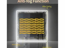 Fativo Accesorios De Cuarto De Baño|Espejo De Cuarto De Baño|Espejo de baño LED 80x80cm espejo de pared cuadrado con 3 colores ajustables 80x80cm