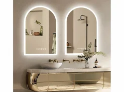 Fativo Espejo de baño LED 60x90cm espejo con bluetooth tricolor antivaho 90x60cm Plateado
