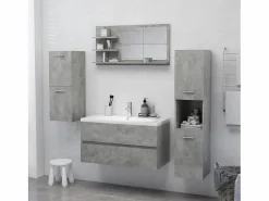 Espejo de baño madera contrachapada hormigón 90x10,5x45 cm ES103386 Gris Discount