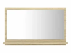 Accesorios De Cuarto De Baño|Espejo De Cuarto De Baño|Espejo de baño madera contrachapada color roble 60x10,5x37 cm ES234679