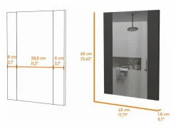 TuHome Espejo de Baño Madrid con forma rectangular Negro Sale
