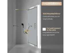 Espejo de baño rectangular iluminado con LED regulable y 4 botones táctiles - antivaho - 80x60cm^Fativo Sale
