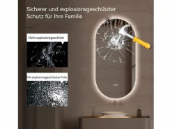 Hauss Spole Accesorios De Cuarto De Baño|Espejo De Cuarto De Baño|Espejo de baño táctil LED con función antivaho, 60x120 cm, cristal