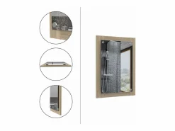 TuHome Espejo de Baño Vanguard con forma rectangular Rovere , 70 cm X 50.2 cm X 3.9 cm , Gris / plata Marru00f3n Outlet