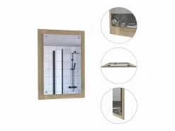 TuHome Espejo de Baño Vanguard con forma rectangular Rovere , 70 cm X 50.2 cm X 3.9 cm , Gris / plata Marru00f3n Outlet