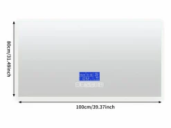 Espejo de baño, 100x80cm, espejo LED con altavoz Bluetooth, iluminación ajustable, función antivaho, indicador de temperatura^ Hot