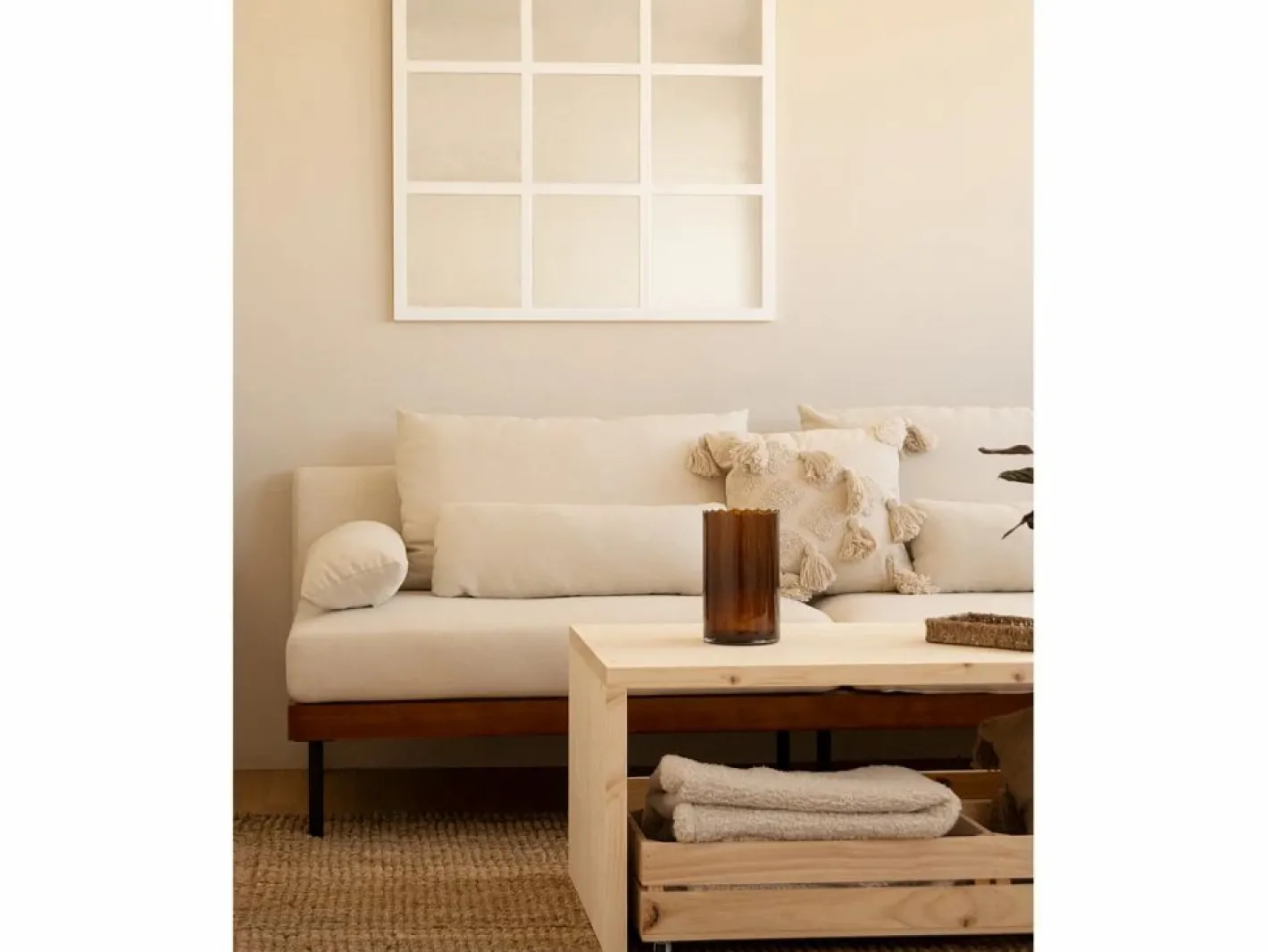 DECOWOOD Espejo De Pared|Espejo|Espejo de madera color de 90x90cm - LISBOA -