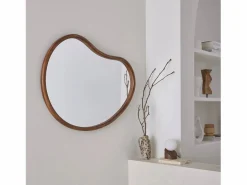 Sweeek Accesorios De Cuarto De Baño|Espejo De Cuarto De Baño|Espejo de madera de abeto decorativo de pared, 95cm nogal