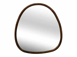 Sweeek Espejo de madera de abeto decorativo de pared, 75cm nogal Color natural oscuro