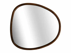 Sweeek Espejo de madera de abeto decorativo de pared, 75cm nogal Color natural oscuro