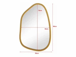 Helloshop26 Accesorios De Cuarto De Baño|Espejo De Cuarto De Baño|Espejo de pared asimétrico 80 x 58 cm dorado 03_0007903