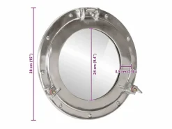Accesorios De Cuarto De Baño|Espejo De Cuarto De Baño|Espejo de pared con forma de ojo de buey Ø38 cm aluminio y cristal