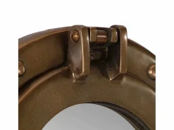 Espejo de pared con forma de ojo de buey Ø30 cm aluminio y cristal Marru00f3n New