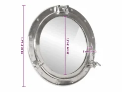 Espejo de pared con forma de ojo de buey Ø50 cm aluminio y cristal^ Sale