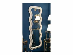 Espejo de pared o de pie diseño ondulado en terciopelo 60x160cm Emily - Crema Beige Best