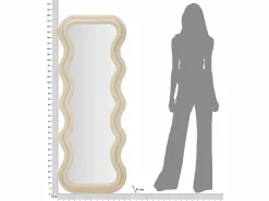 Espejo de pared o de pie diseño ondulado en terciopelo 60x160cm Emily - Crema Beige Best