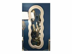 Espejo de pared o de pie diseño ondulado en terciopelo 60x160cm Miki - Crema Beige