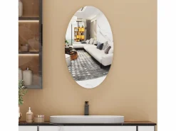 Espejo de pared ovalado sin marco, diseño moderno, para baño o dormitorio, 64 x 37 cm^ Outlet